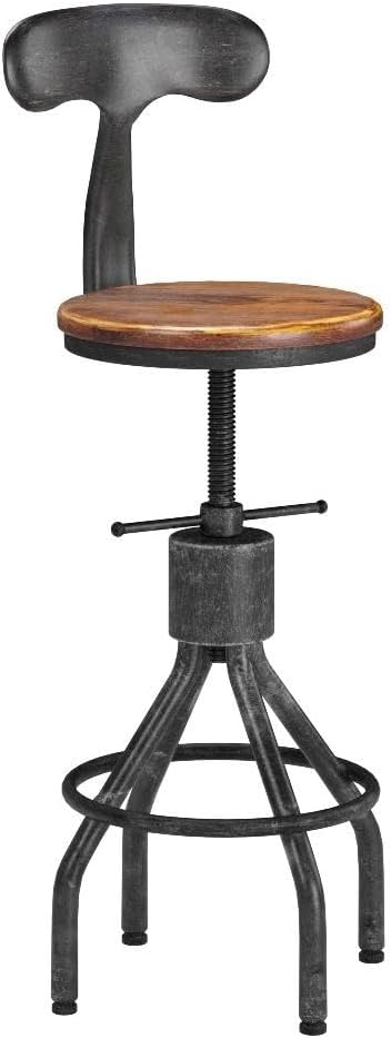 Wood Metal Adjustable Swivel Bar Stools Set