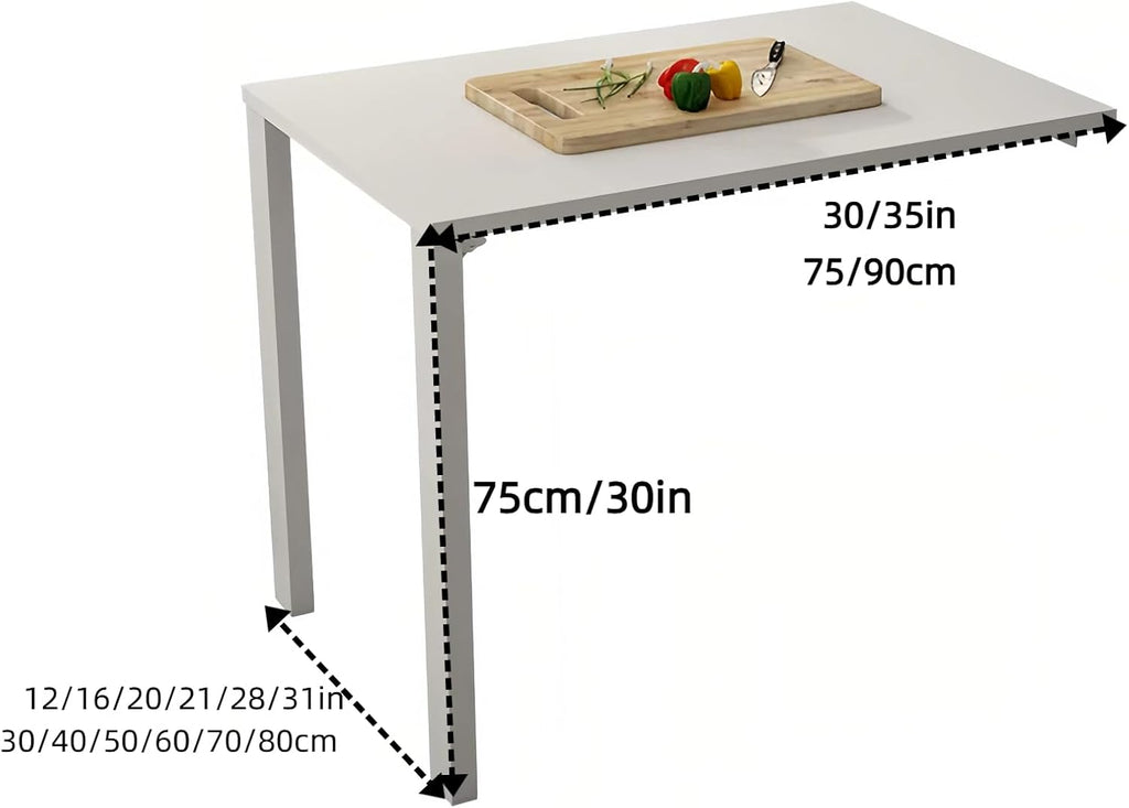 White Heavy Duty Wall Drop Leaf Folding Table