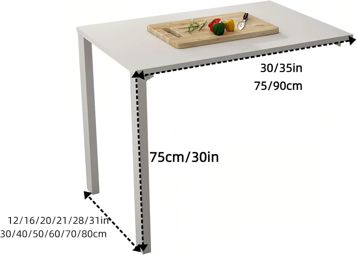 White Heavy Duty Wall Drop Leaf Folding Table