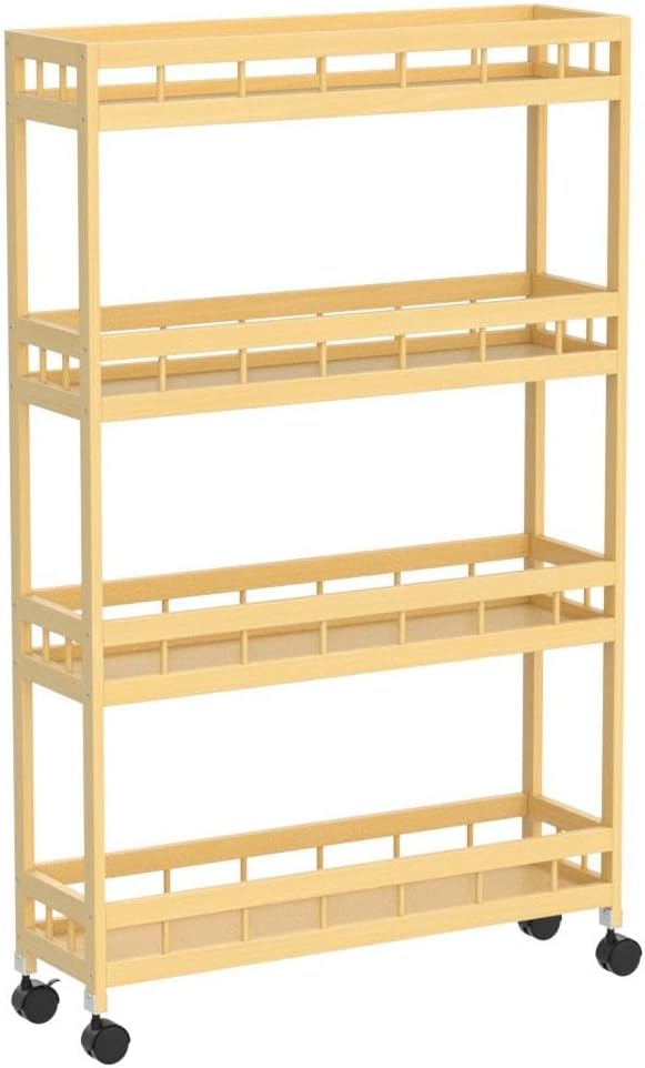 4 Tier Bamboo Rolling Kitchen Storage Cart