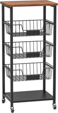 Black 5 Tier Rolling Kitchen Storage Cart