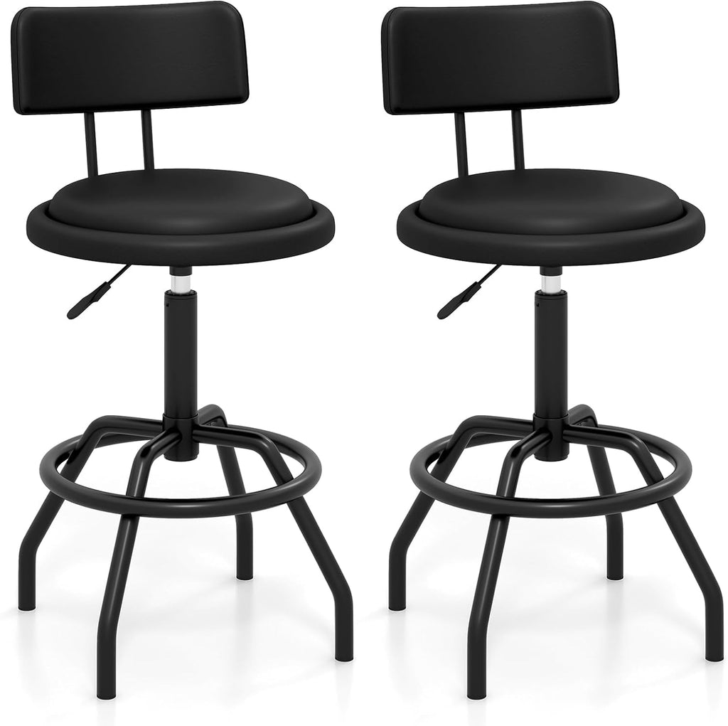 Black PU Metal Adjustable Swivel Bar Stools