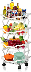 White 4 Tier Rolling Metal Storage Cart