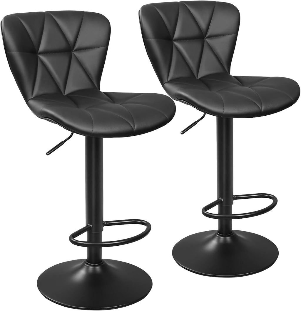 Black PU Leather Shell Back Swivel Bar Stools