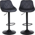 Black PU Leather Adjustable Swivel Bar Stools