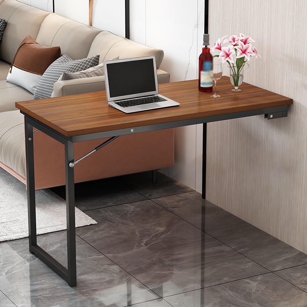 Brown Wall Mount Flip Folding Dining Desk
