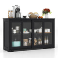 Black Sliding Glass Door Storage Sideboard Cabinet
