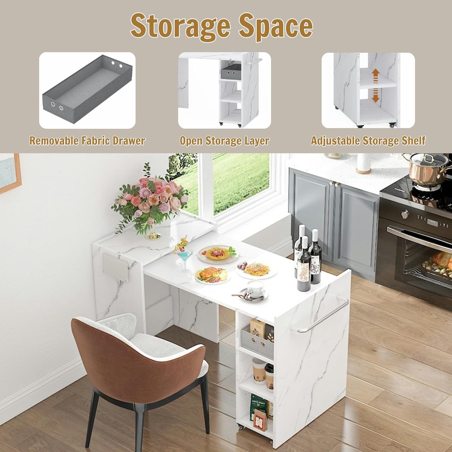 White Wall Mount Foldable Storage Dining Table