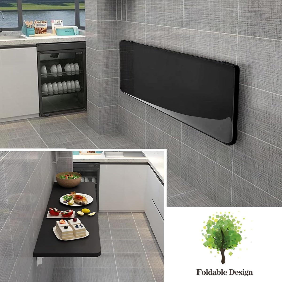 Black Steel Bracket Wall Folding Desk