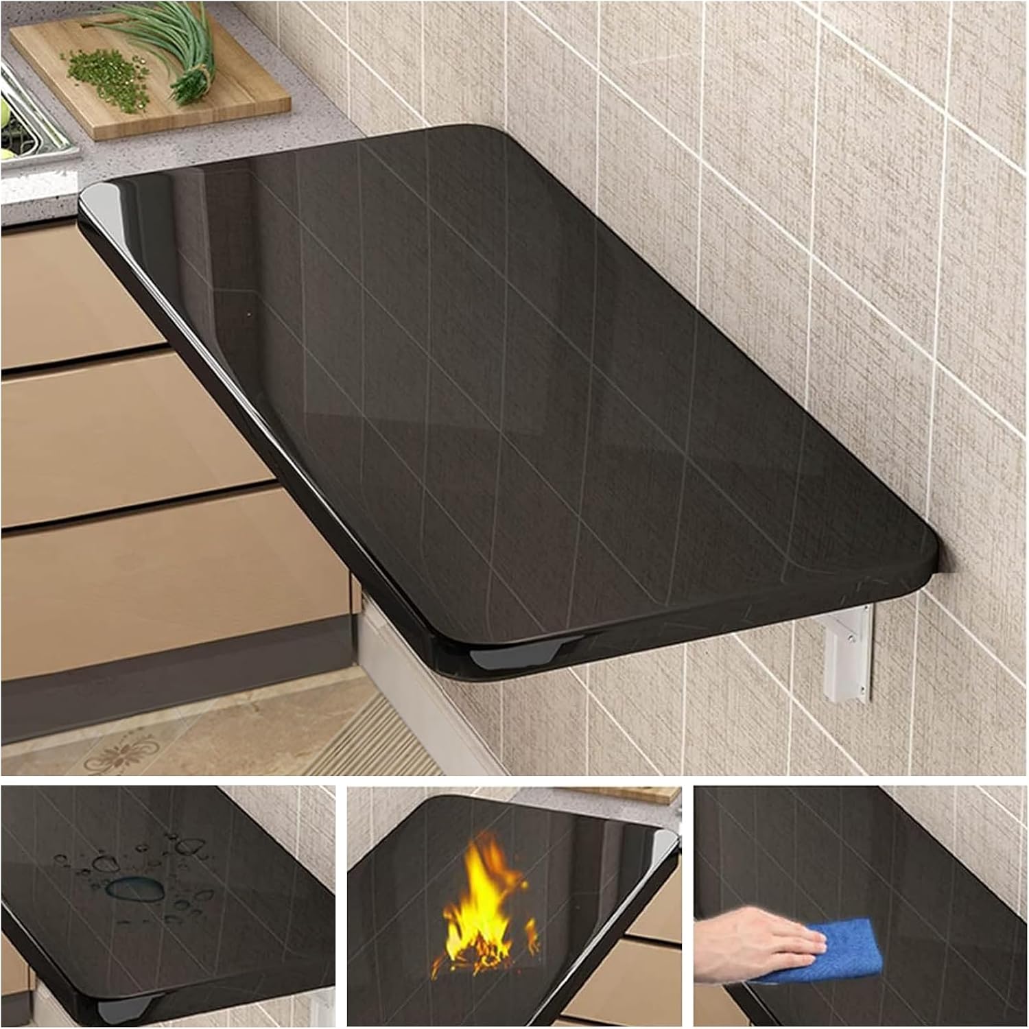 Black Steel Bracket Wall Folding Desk