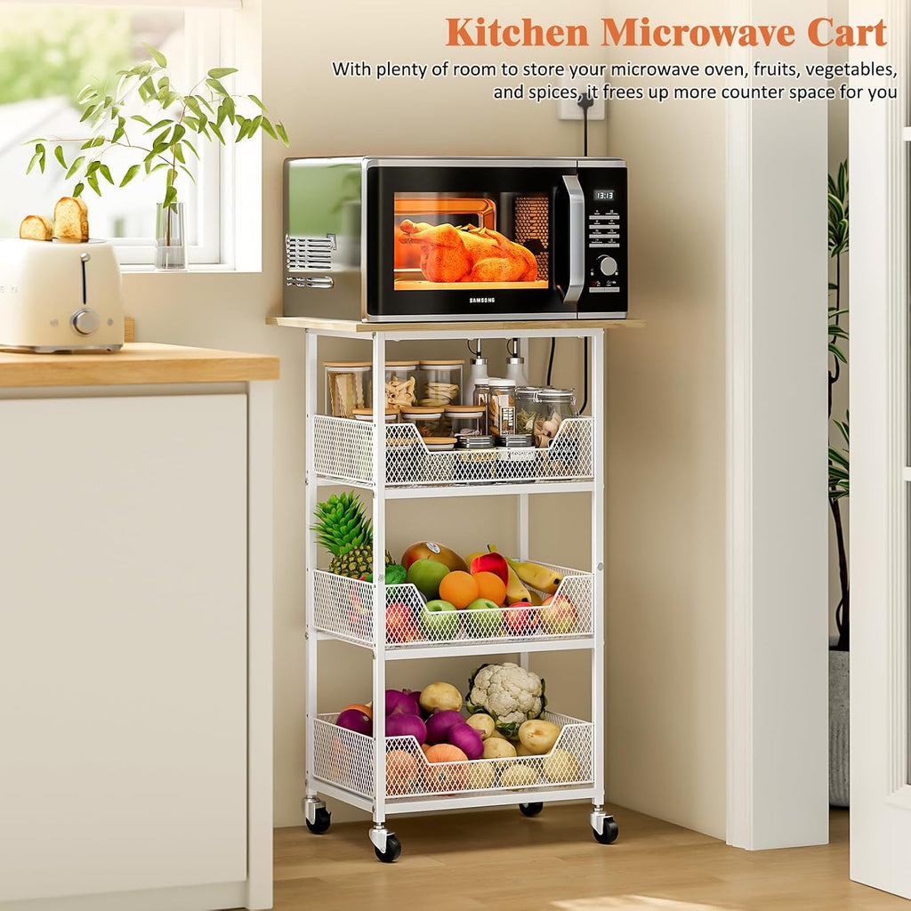 4 Tier Rolling Kitchen Microwave Cart