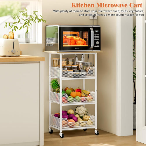 4 Tier Rolling Kitchen Microwave Cart