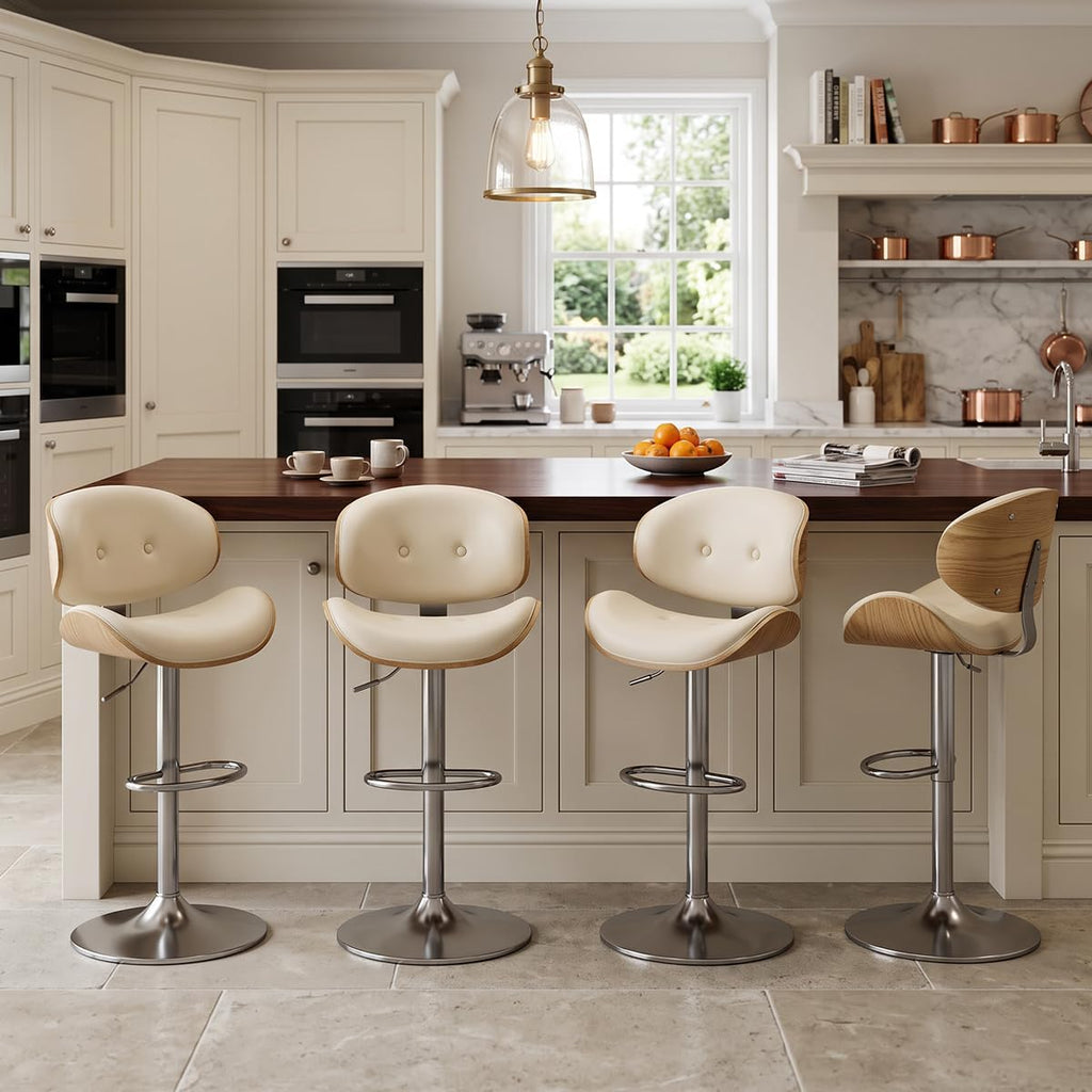PU Leather Adjustable Swivel Back Bar Stools Set
