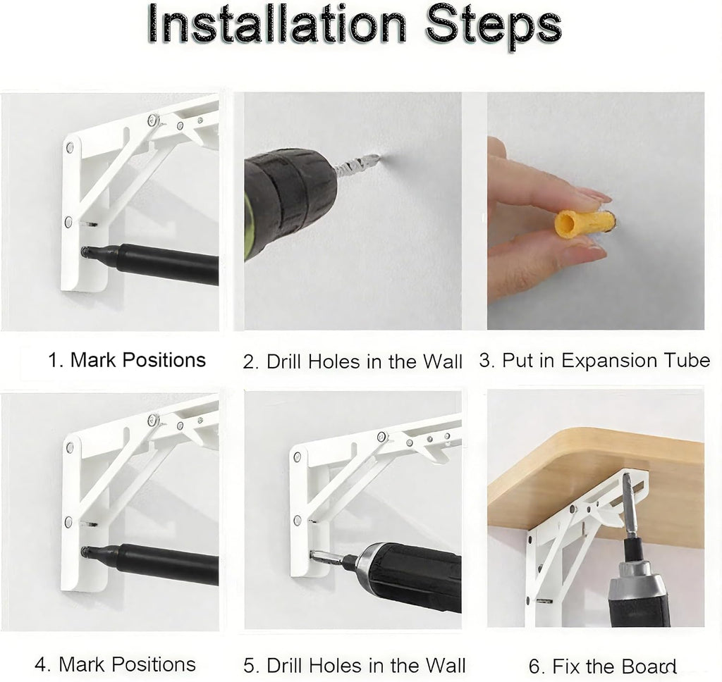 White Wood Wall Mount Folding Desk