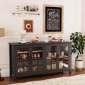 Farmhouse Glass Door Storage Sideboard Cabinet