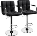 Black PU Leather Adjustable Swivel Bar Stools