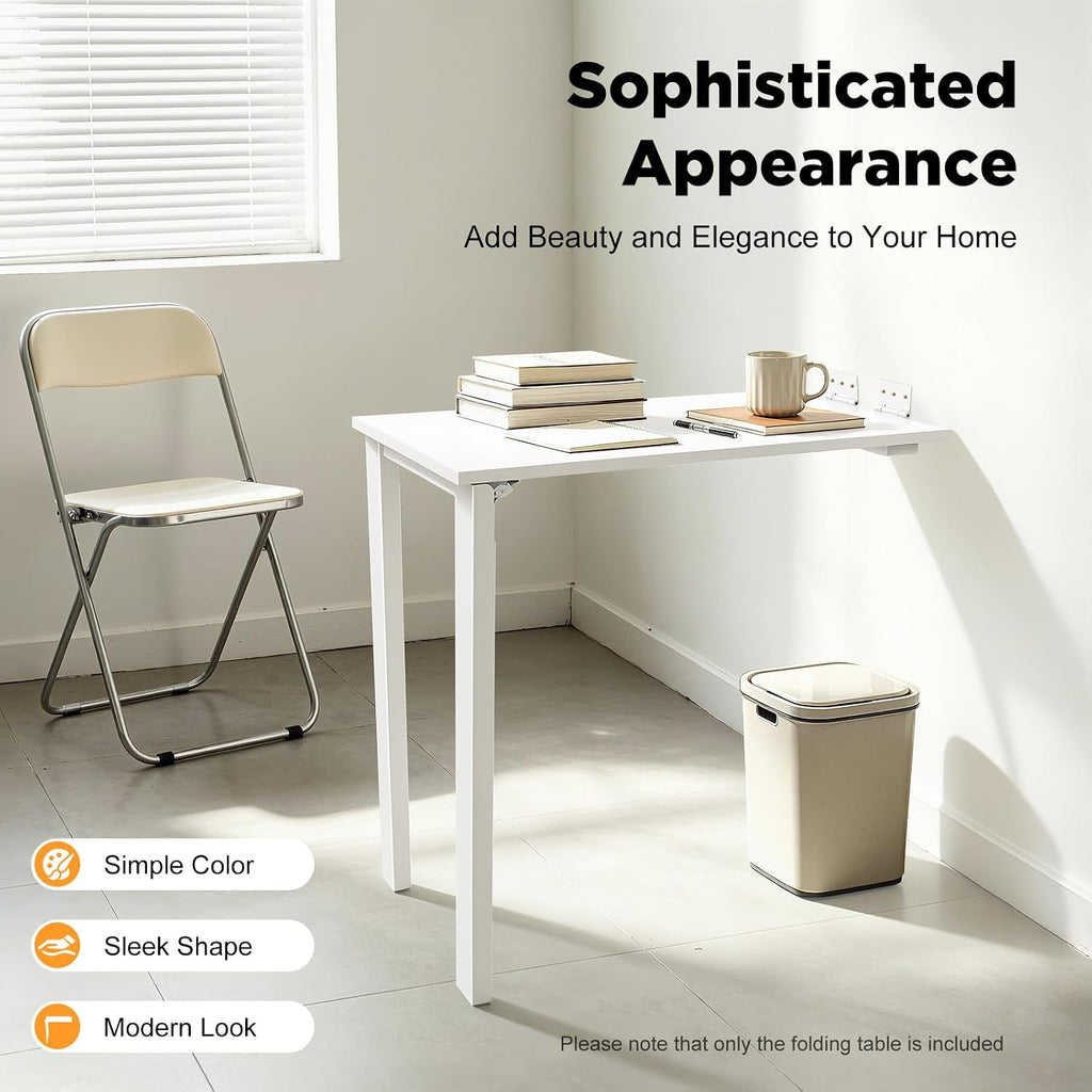 White Wall Mount Folding Dining Table Desk