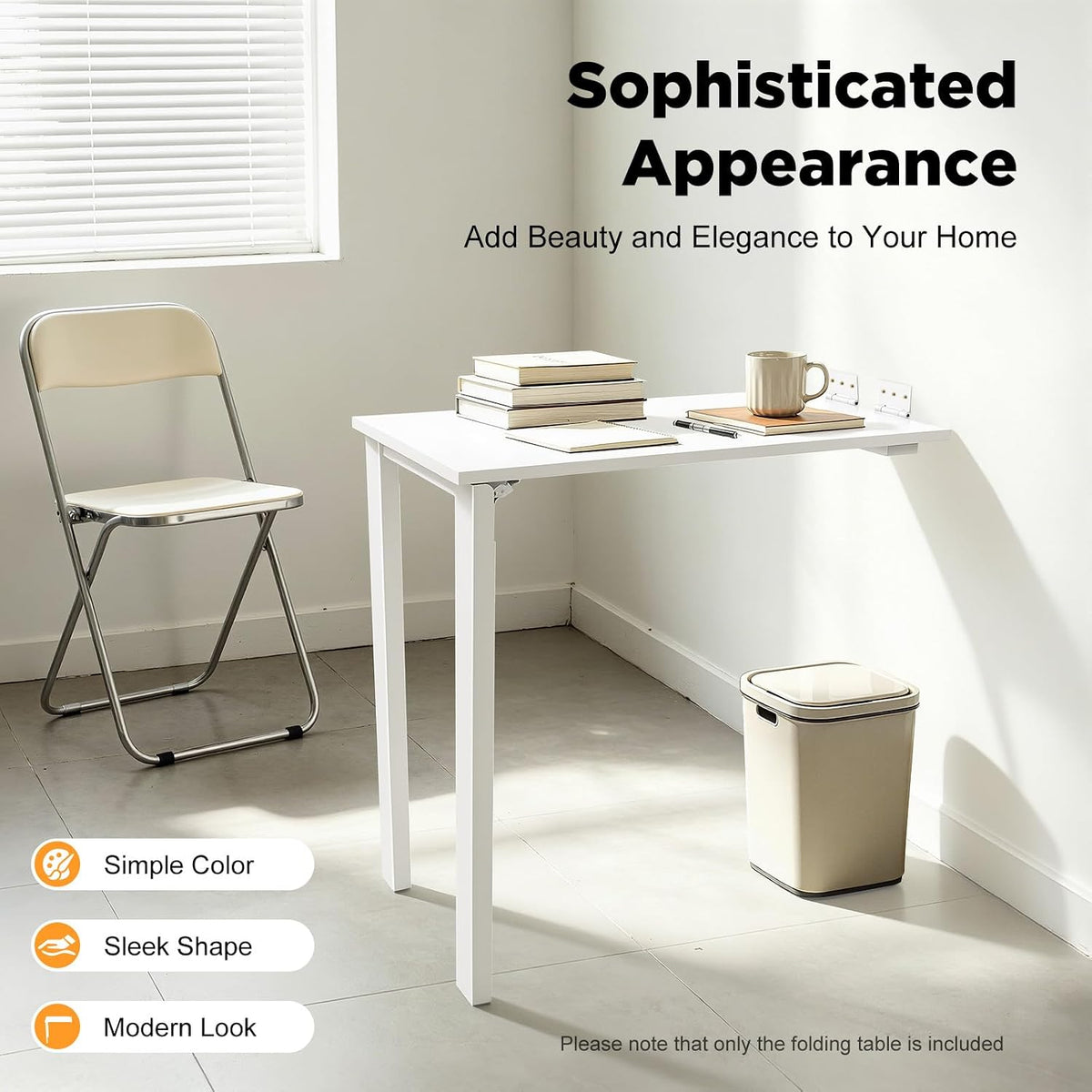 White Wall Mount Folding Dining Table Desk