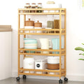 4 Tier Bamboo Rolling Kitchen Storage Cart