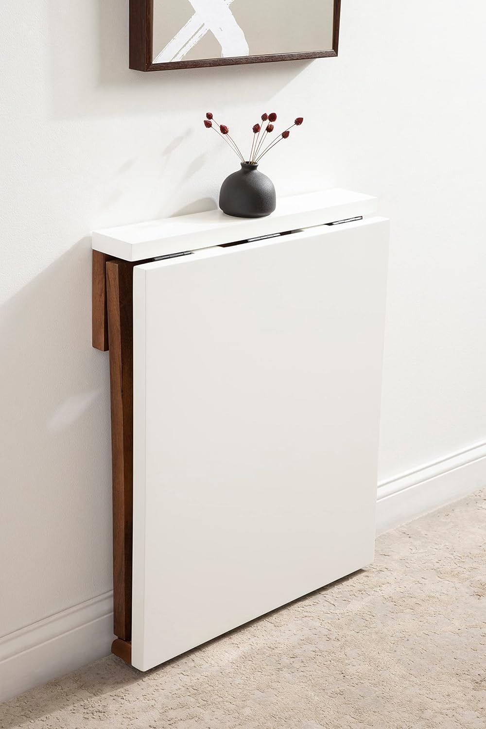 Walnut White Wall Mount Folding Multi Table