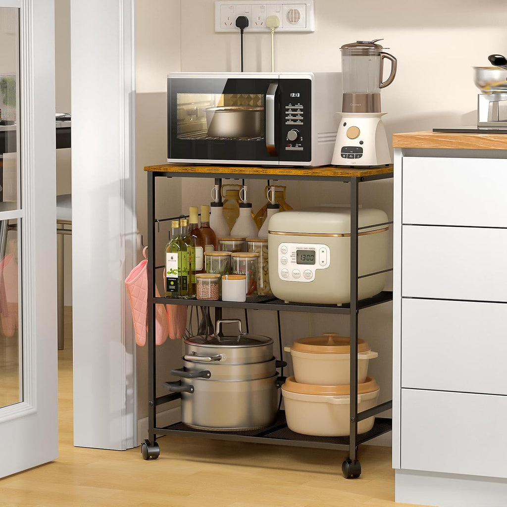 3 Tier Rolling Kitchen Microwave Cart