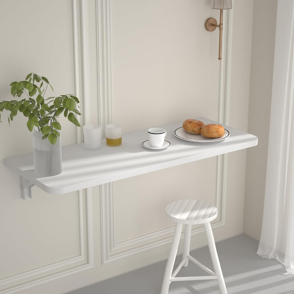 White Wood Wall Mount Folding Desk