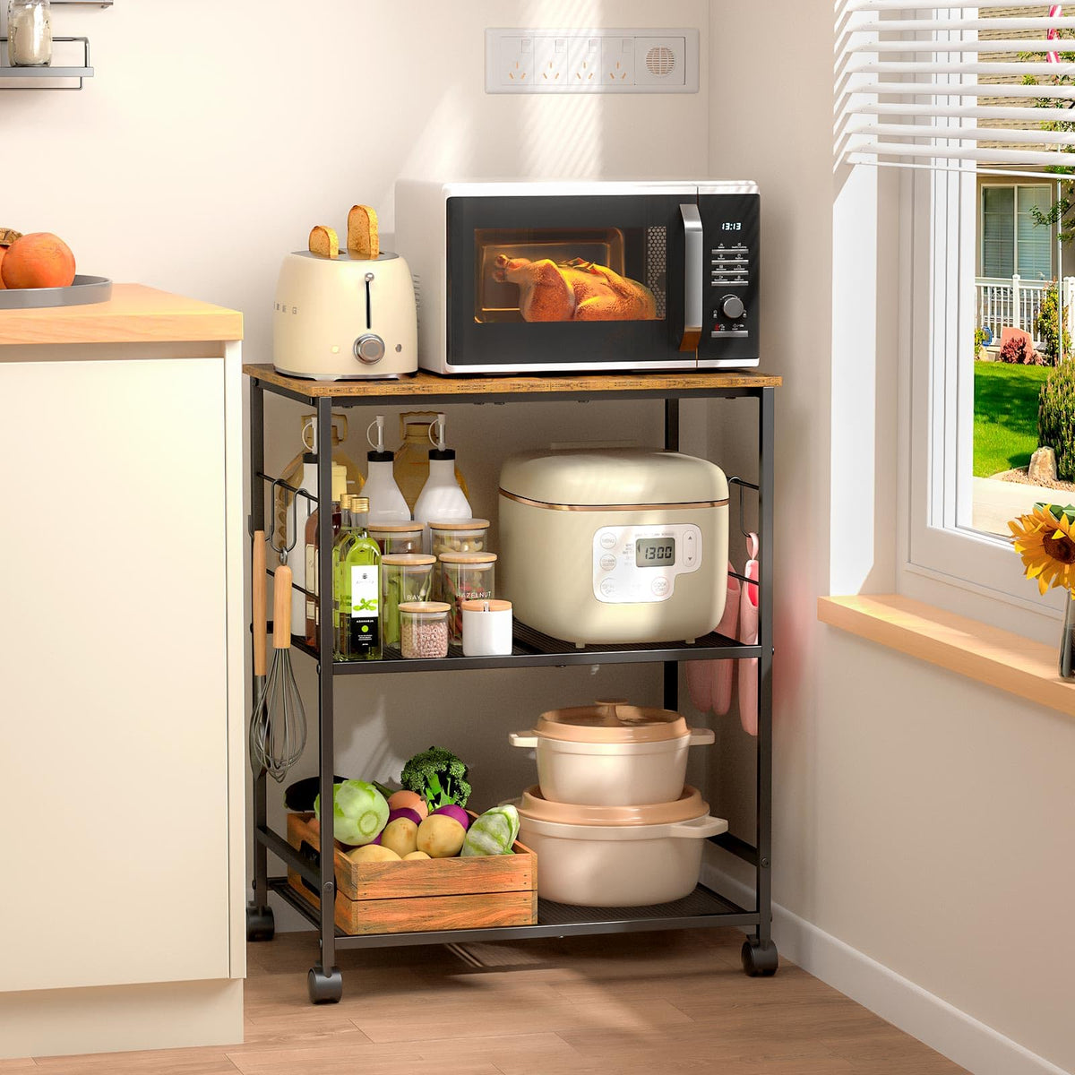 3 Tier Rolling Kitchen Microwave Cart