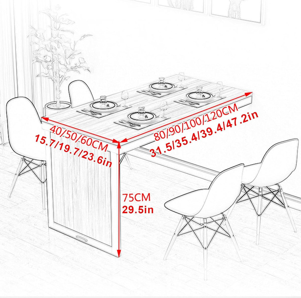 Minimalist Wall Mount Drop Leaf Folding Desk