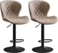 Beige Faux Leather Adjustable Swivel Bar Stools