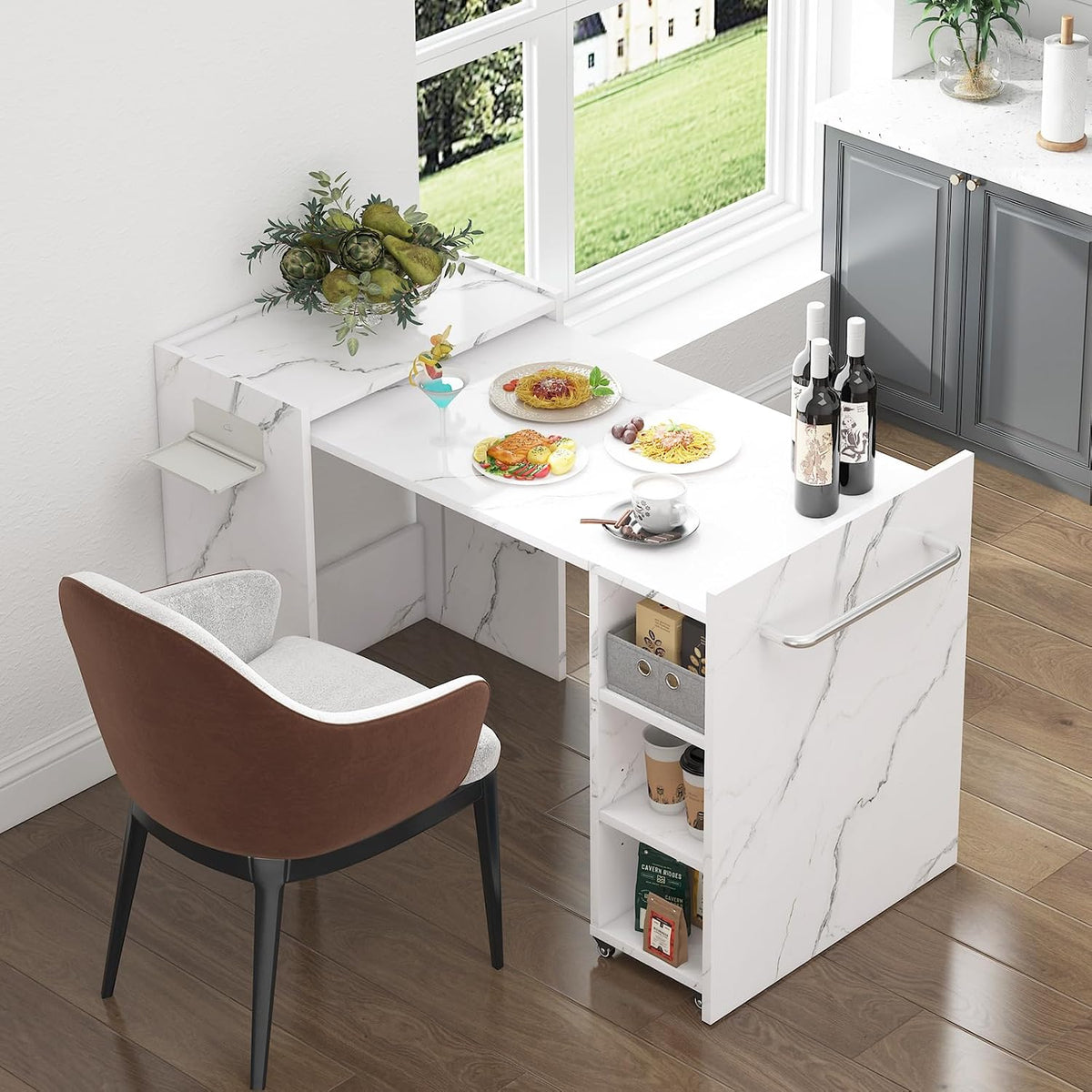 White Wall Mount Foldable Storage Dining Table