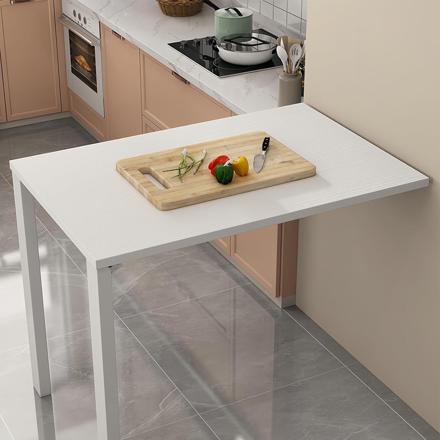 White Heavy Duty Wall Drop Leaf Folding Table