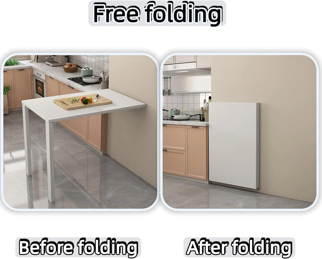 White Heavy Duty Wall Drop Leaf Folding Table