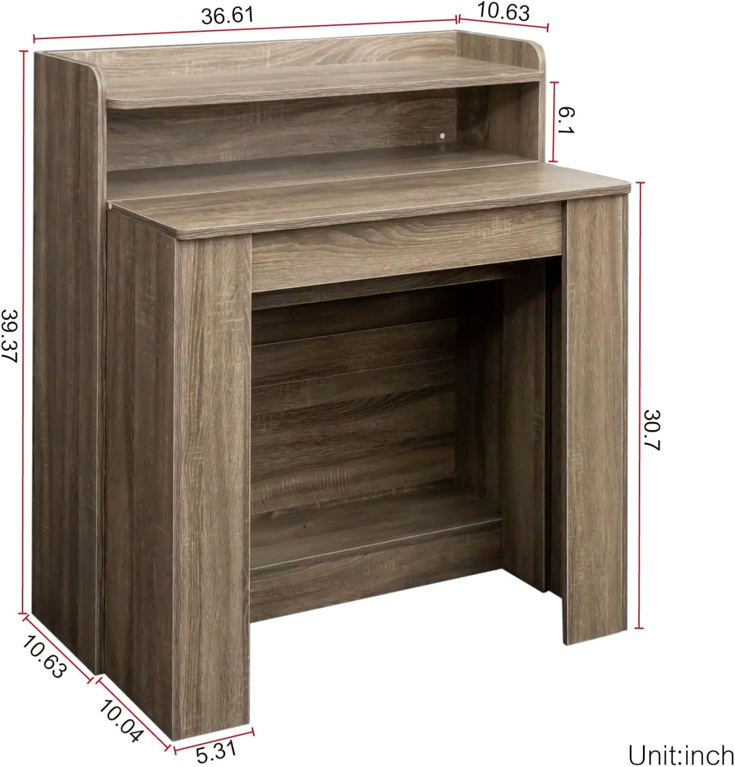 Barnwood Extendable Storage Wood Dining Table