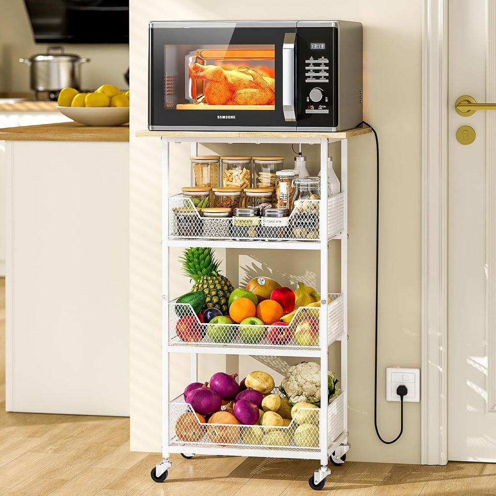 4 Tier Rolling Kitchen Microwave Cart