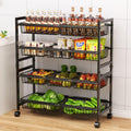 Black 4 Tier Rolling Snack Storage Cart