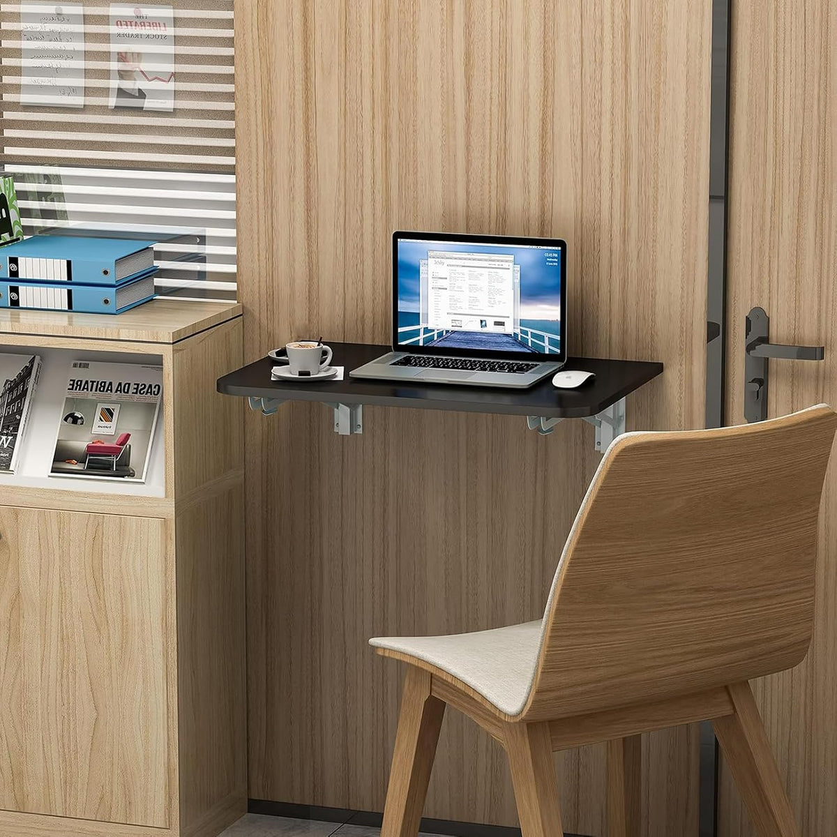 Black Steel Bracket Wall Folding Desk