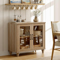 Oak 2 Glass Door Wood Buffet Cabinet