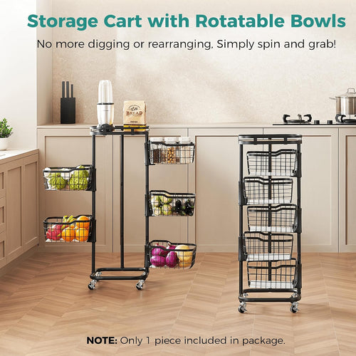 5 Tier Rotating Wire Kitchen Storage Cart