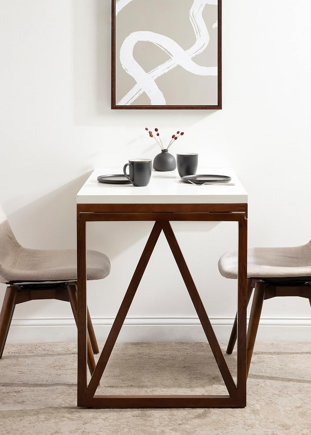 Walnut White Wall Mount Folding Multi Table