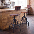 Metal Wood Adjustable Swivel Counter Stools Set