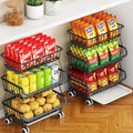 3 Tier Wire Rolling Kitchen Storage Cart
