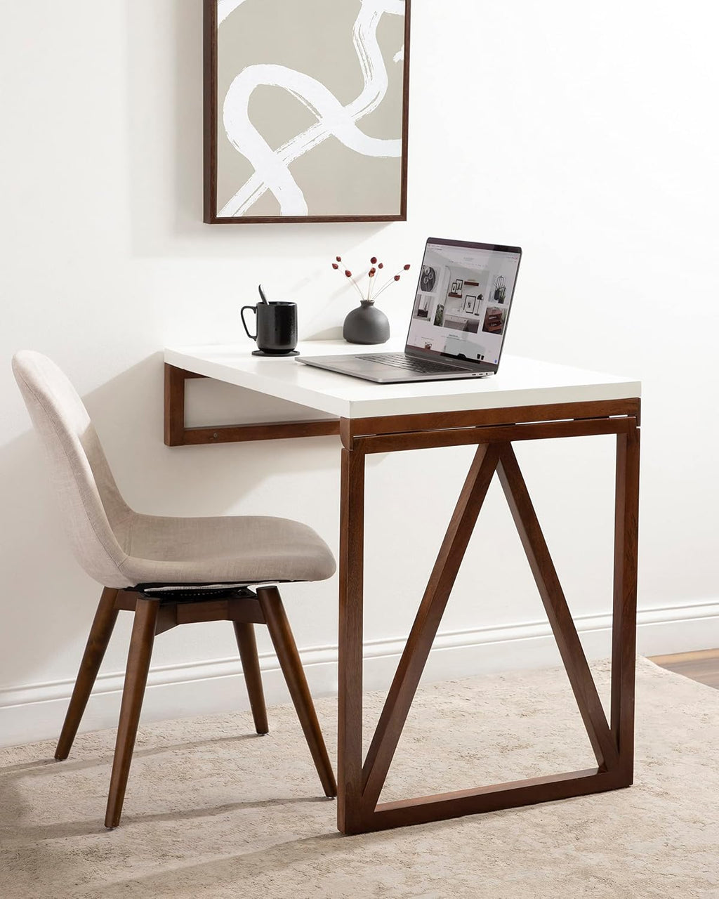 Walnut White Wall Mount Folding Multi Table