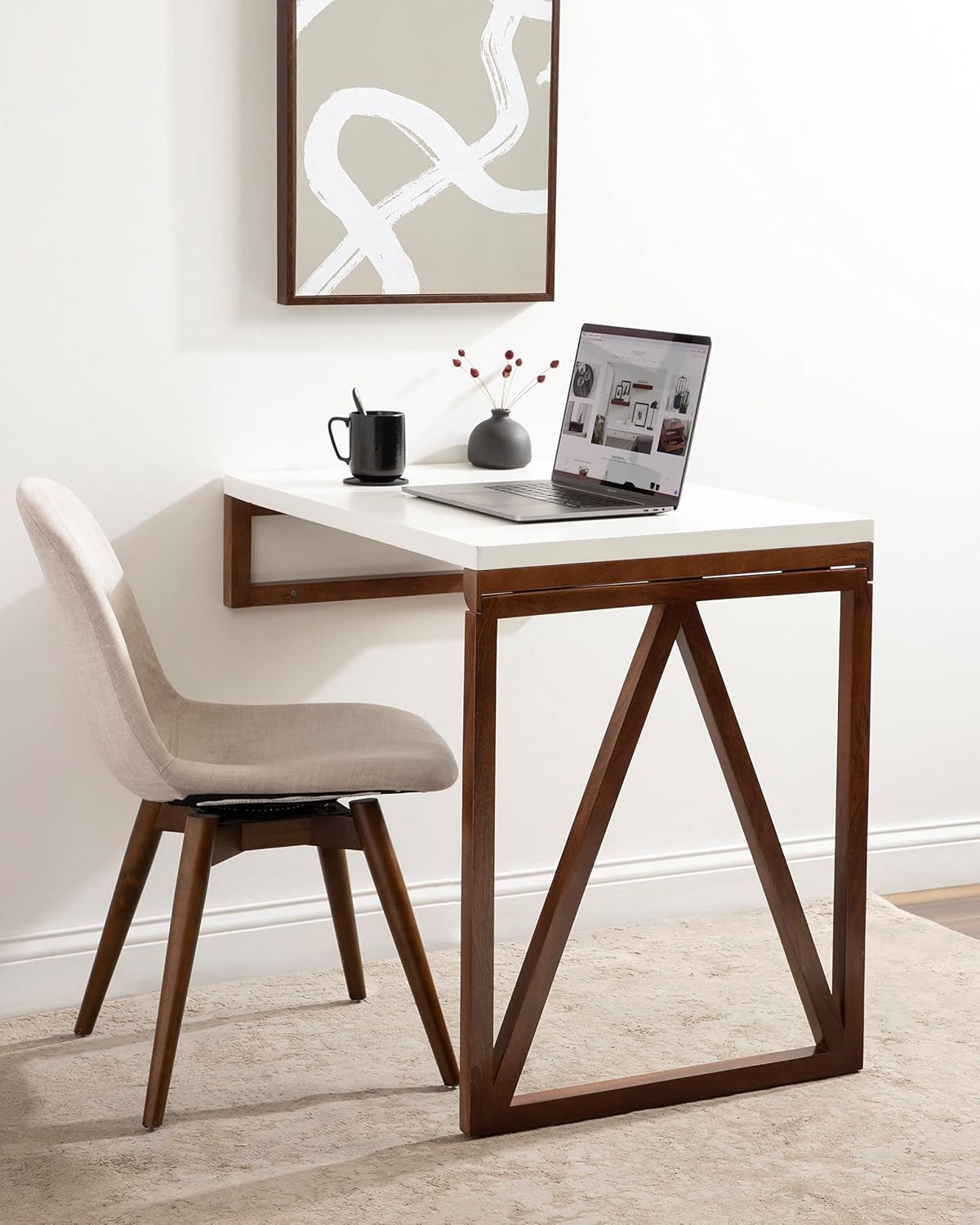 Walnut White Wall Mount Folding Multi Table