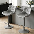 Gray PU Leather Adjustable Swivel Bar Stools