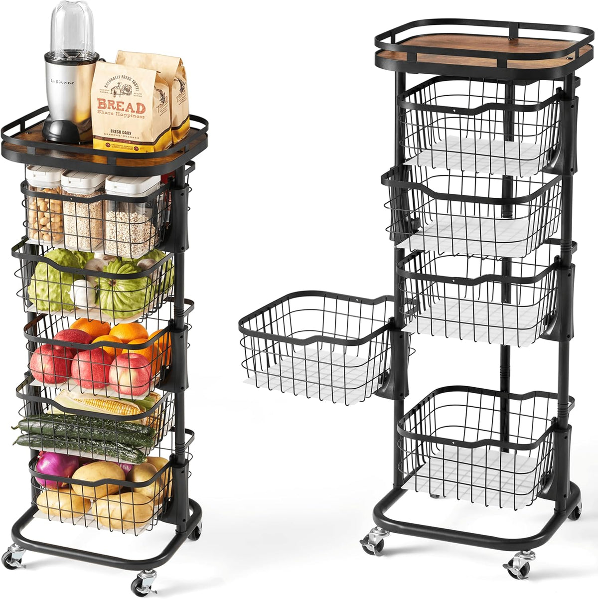 5 Tier Rotating Wire Kitchen Storage Cart