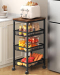 Rustic Brown 4 Tier Rolling Storage Cart
