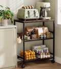 Brown 3 Tier Rolling Kitchen Microwave Cart