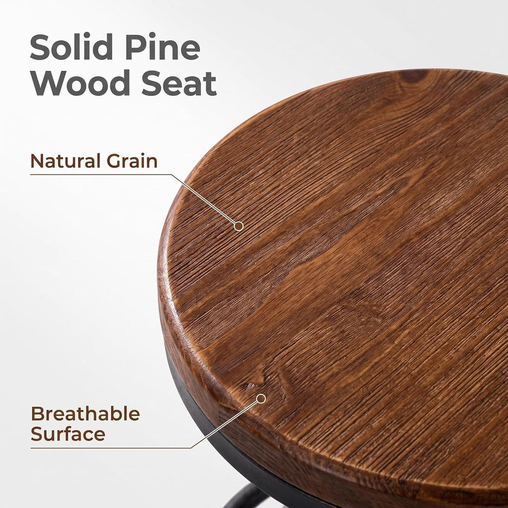 Wood Metal Adjustable Swivel Bar Stools Set
