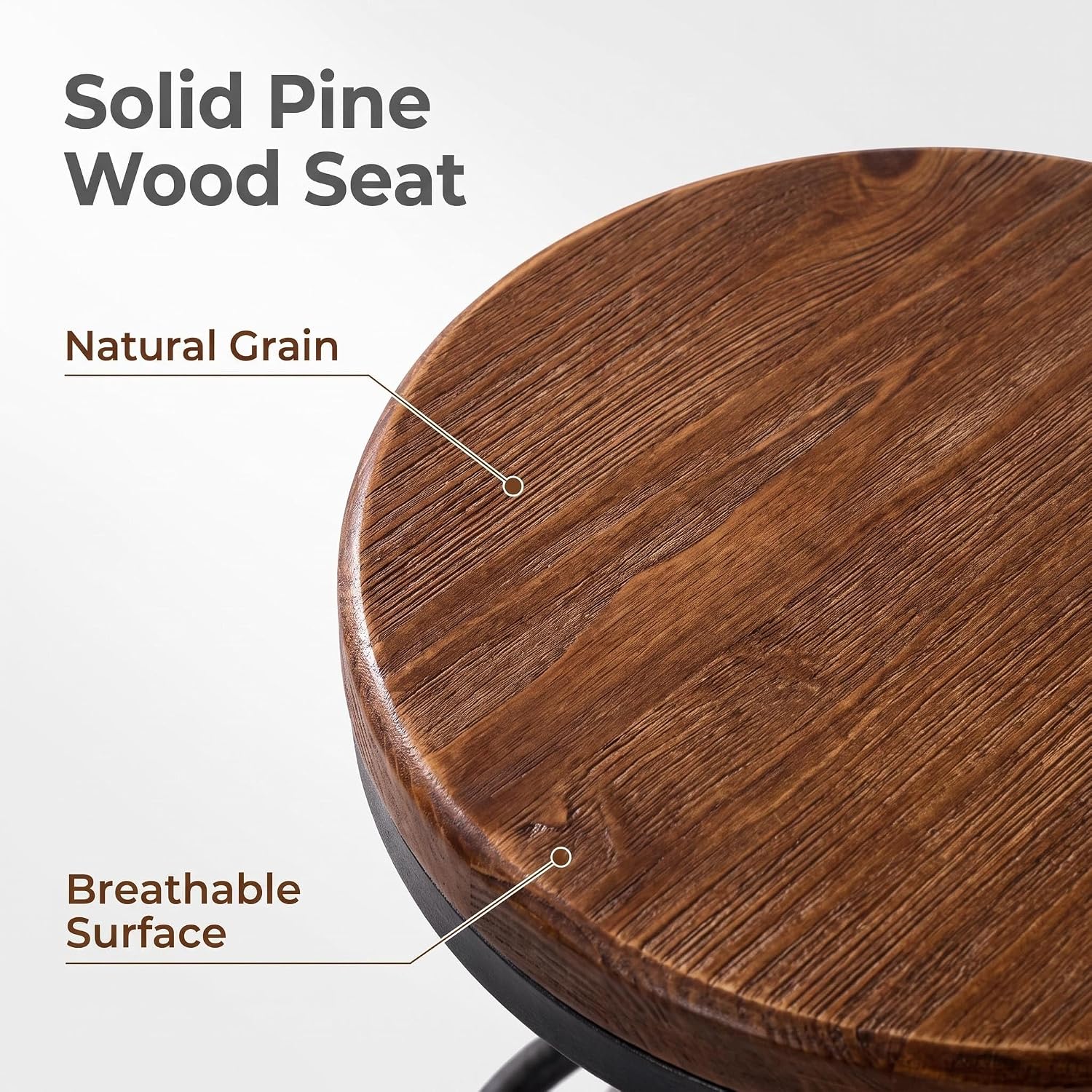 Wood Metal Adjustable Swivel Bar Stools Set