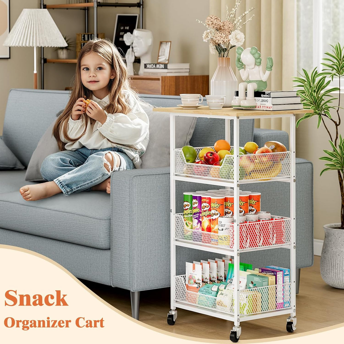 4 Tier Rolling Kitchen Microwave Cart